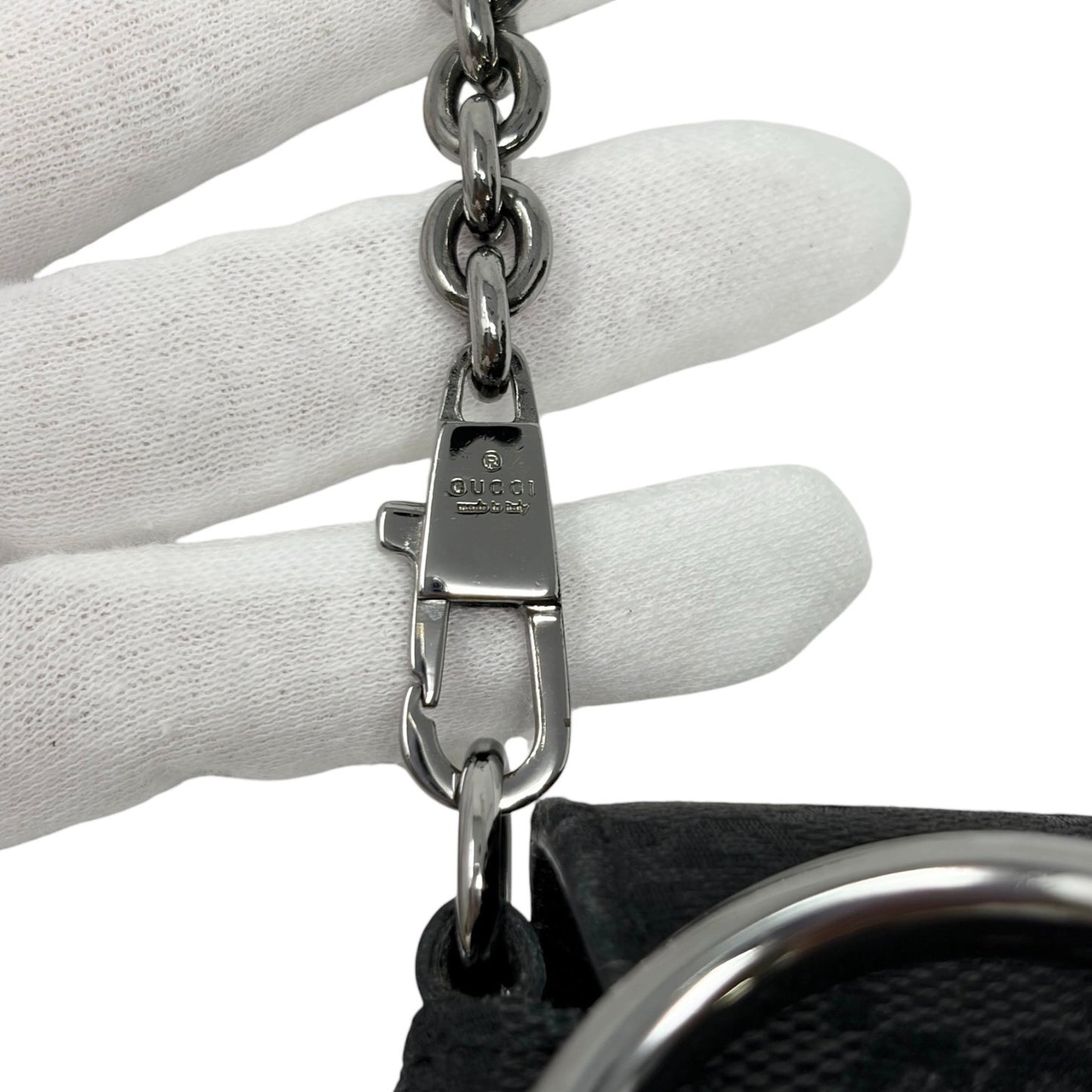 GUCCI Vintage GG Monogram Horsebit Chain Mini Bag Black Silver Canvas 902022