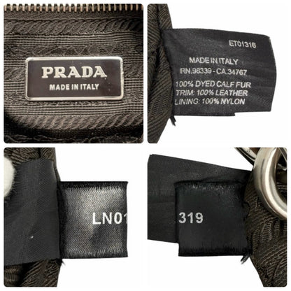 PRADA Vintage Logo Leopard Pony Calf Hair Shoulder Bag Brown Camel 902474