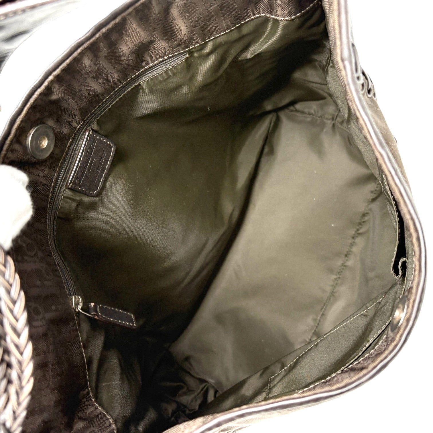 Christian Dior Vintage 2007 Logo Trotter Monogram Tote Bag Heart Brown Leather