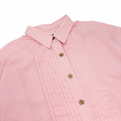 CHANEL Vintage CC Logo Gingham Check Button Up Shirt Top Pink  Cotton 901849