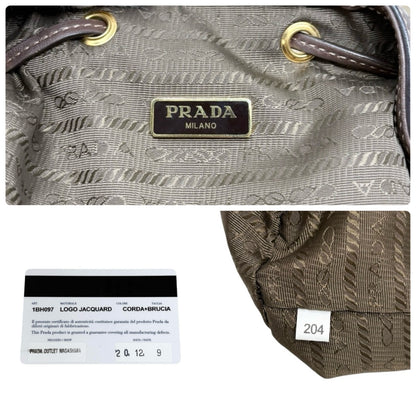 PRADA Vintage Jacquard Shoulder Top Handle Bag Beige Brown Canvas 902339