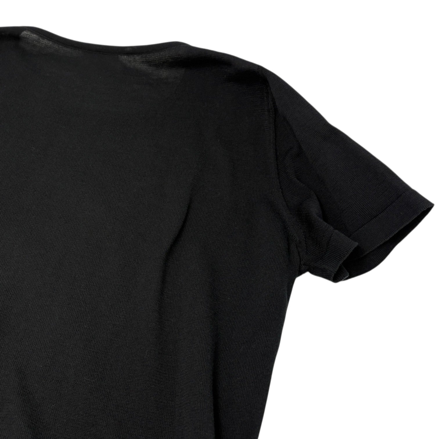 CHANEL Vintage 06P CC Logo Knit T-shirt Top #38 Black Cotton Short Sleeve