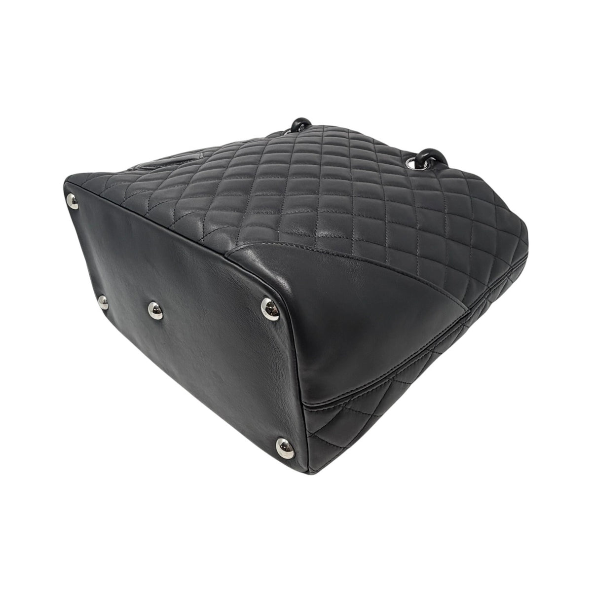 CHANEL Vintage Cambon Line CC Logo Quilted Shoulder Tote Bag Black 902456