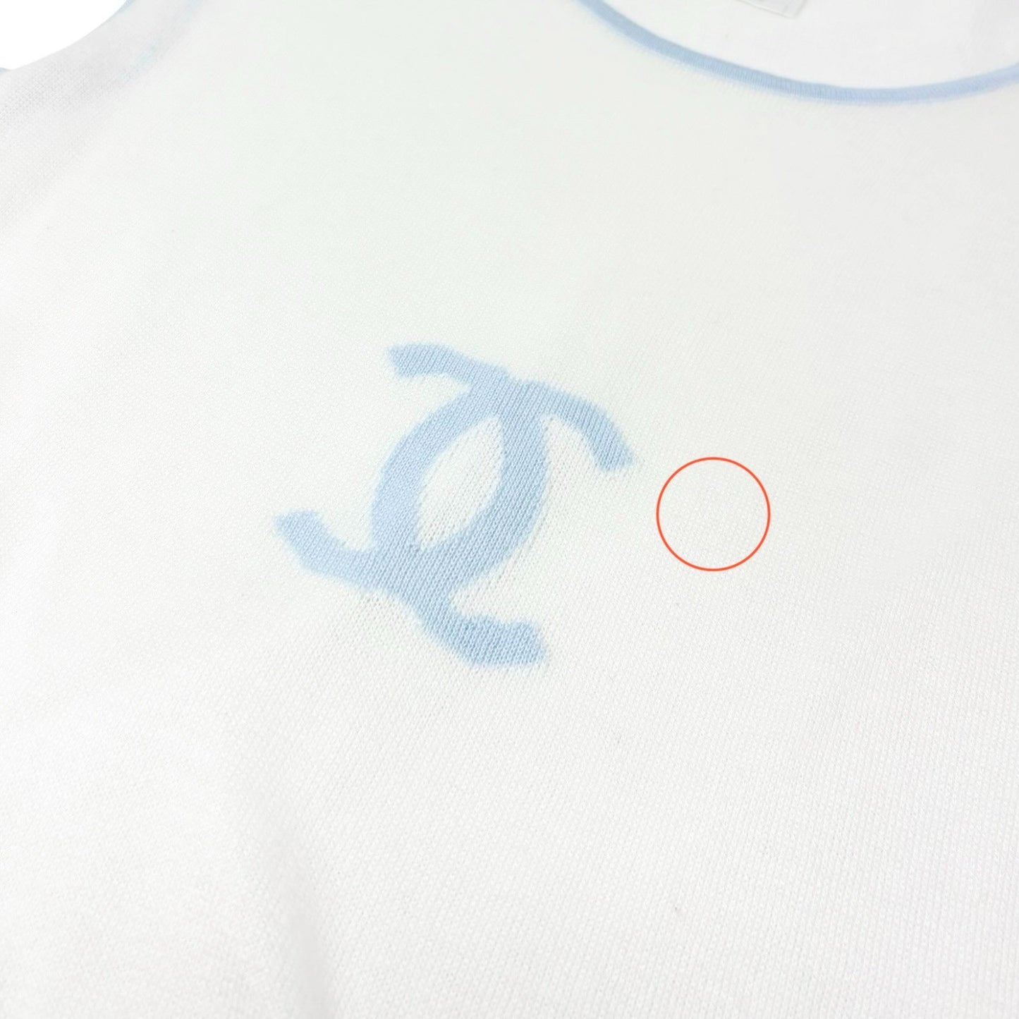CHANEL Vintage 00S CC Logo Knit Tank Top #42 Sleeveless Blue White 901947
