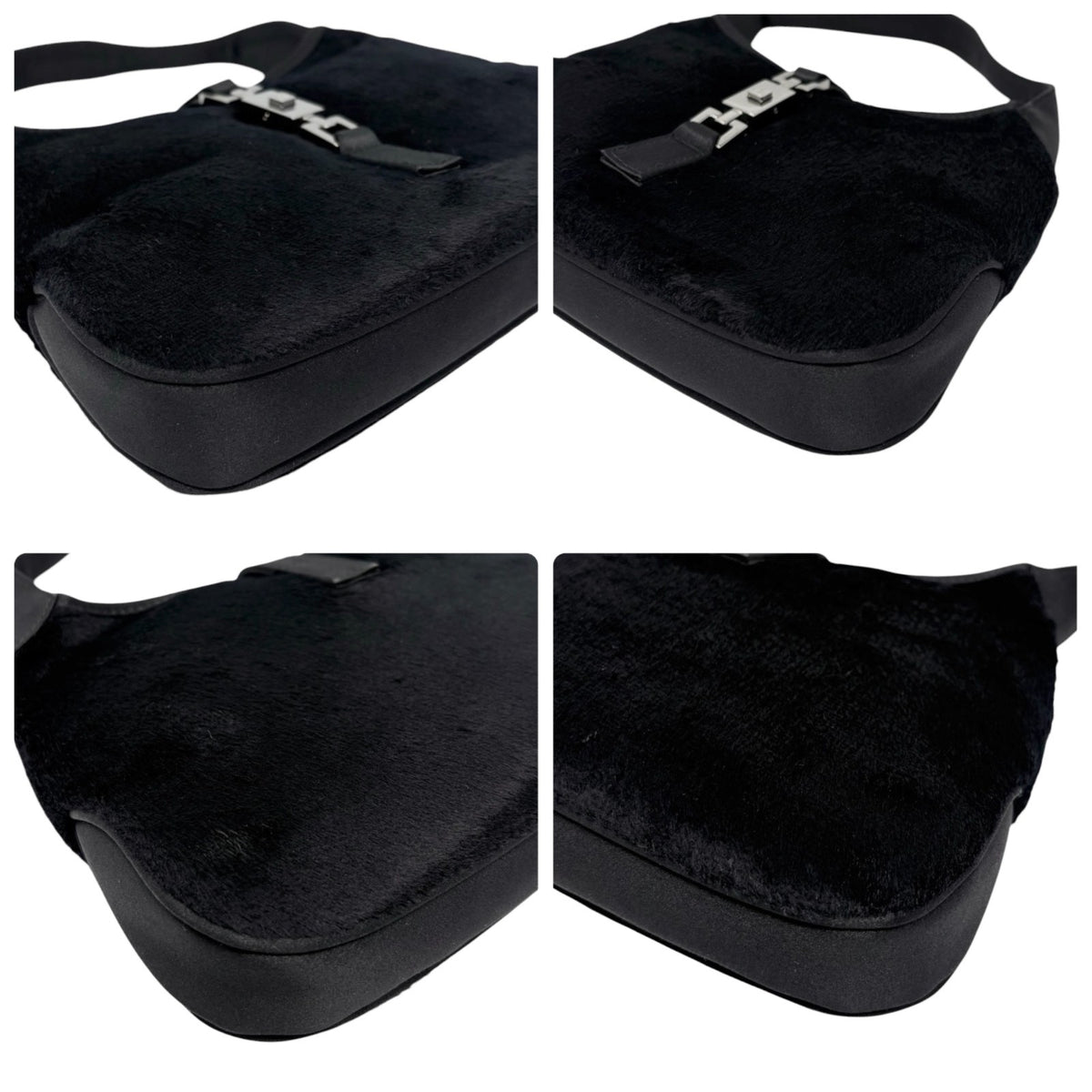 GUCCI Vintage Logo Jackie Mini Velour Shoulder Bag Handbag Black 901853