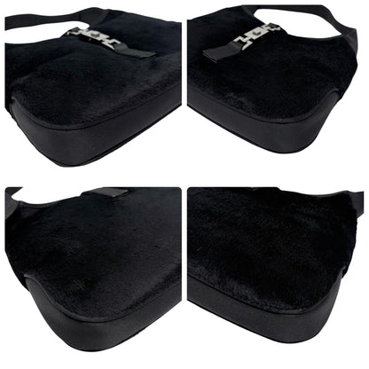 GUCCI Vintage Logo Jackie Mini Velour Shoulder Bag Handbag Black 901853