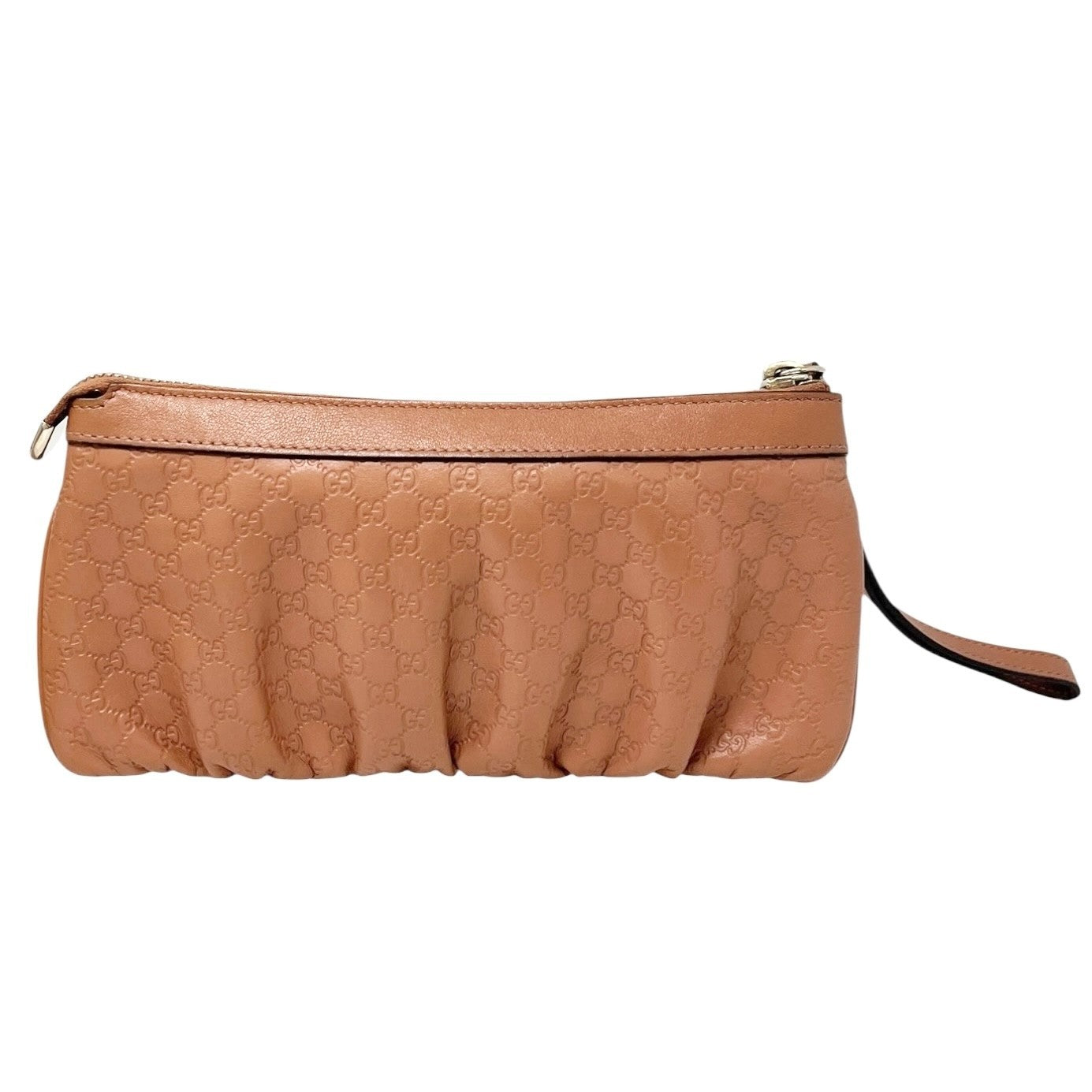 GUCCI Vintage GG Monogram Mini Clutch Bag Wallet Orange Gold Leather Cotton