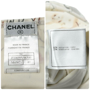 CHANEL Vintage 98C CC Logo Dress #40 One-piece Cream Snap Button Nylon Rank AB