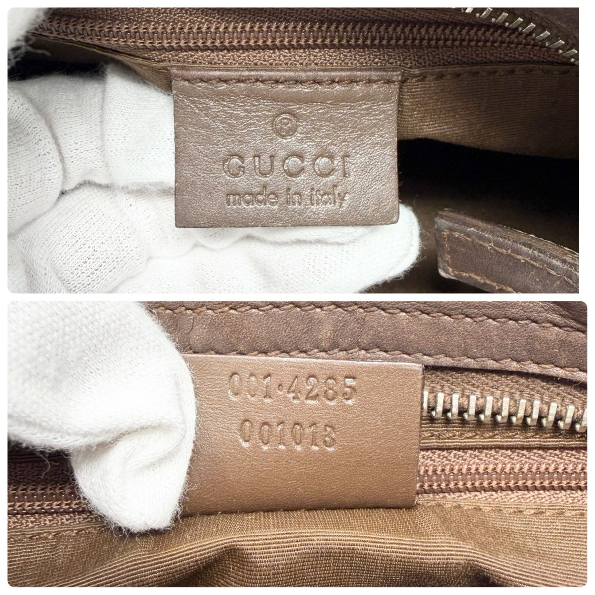 GUCCI Vintage GG Monogram Logo Canvas Shoulder Bag Leather Brown Gold 902399