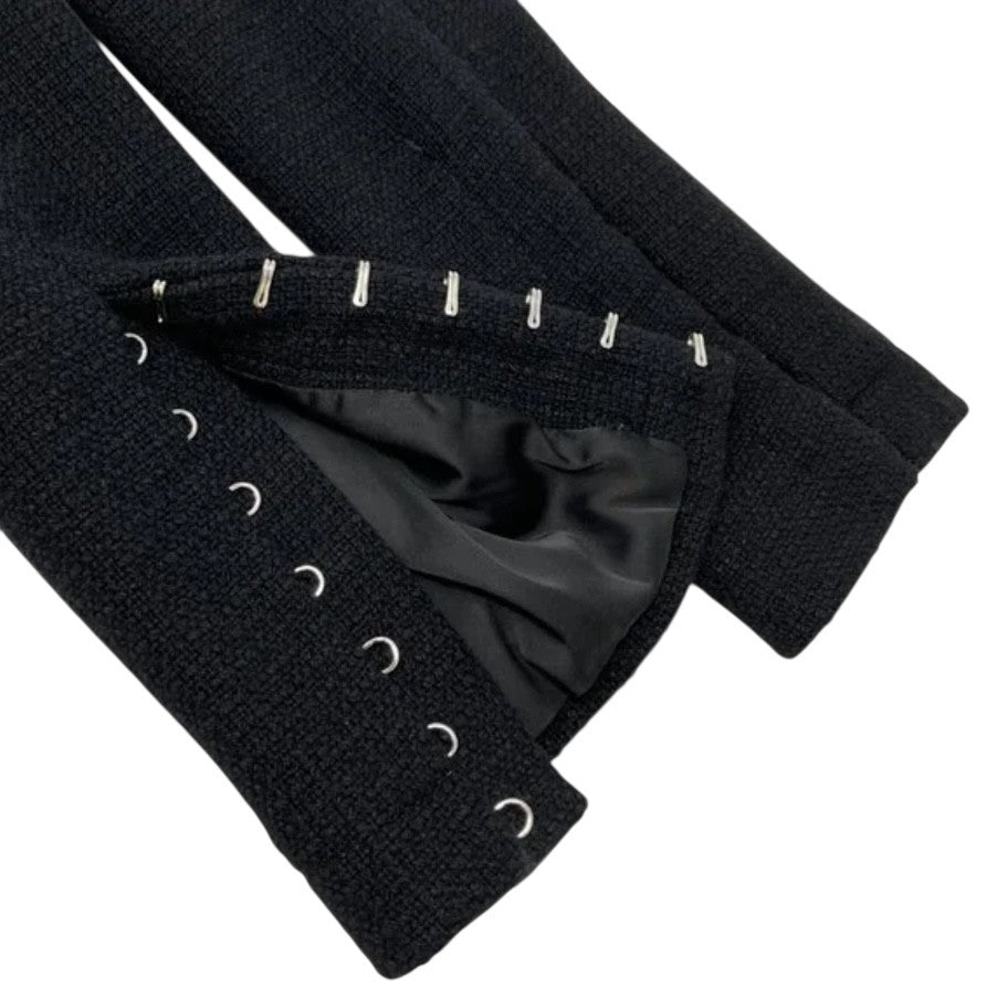 DOLCE&GABBANA Vintage Logo Rhinestone Jacket Top #38 Black Silver Wool