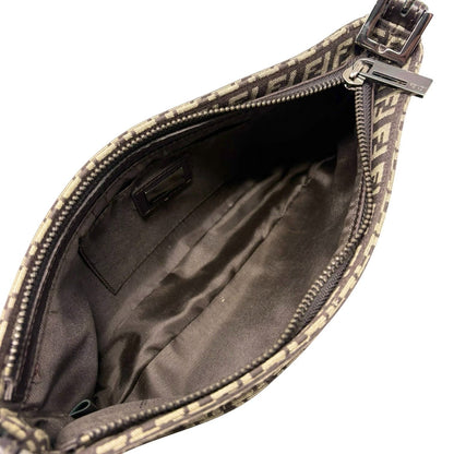 FENDI Vintage Zucchino Monogram Mini Shoulder Bag Brown Beige Canvas 902498