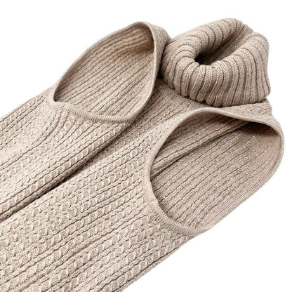 CHANEL Vintage 01A CC Logo Turtleneck Knit Top #42 Pink Beige Wool Sleeveless