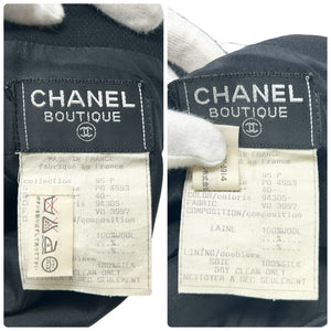 CHANEL Vintage 95P Coco Mark Logo Jumpsuit #40 Salopette Black Wool Rank AB