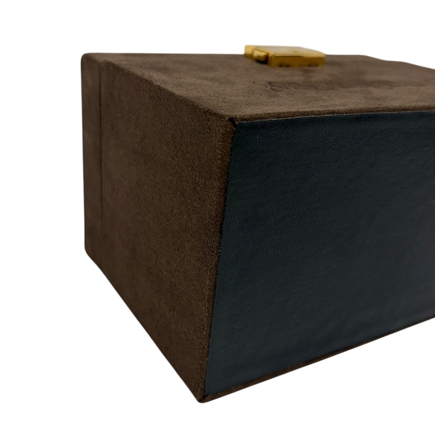 Yves Saint Laurent Vintage YSL Logo Suede Vanity Box Bag Brown Gold 901820