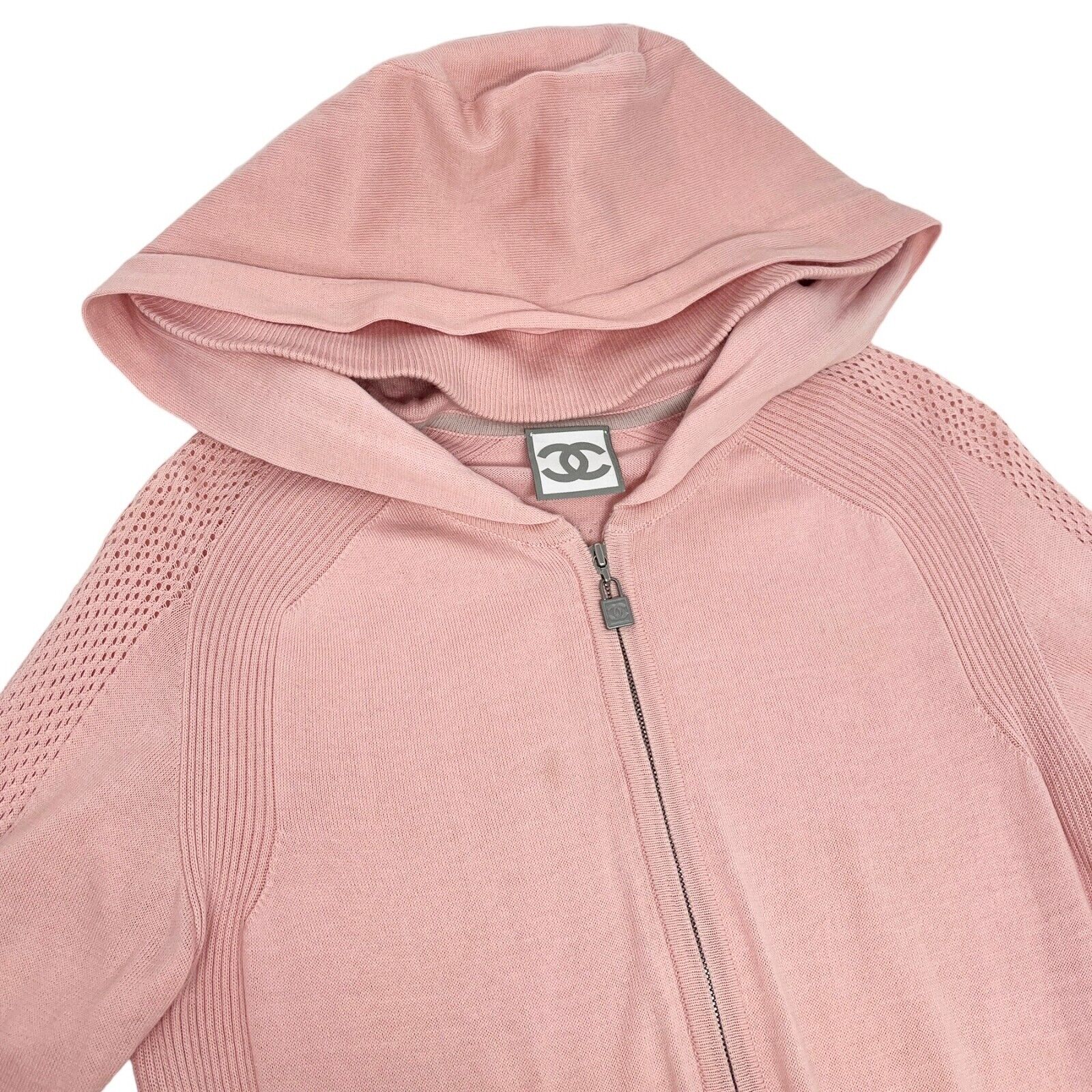 CHANEL Sport Vintage 08C Big CC Mark Zipped Hoodie #36 Punching Pink Rank AB