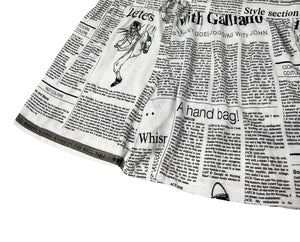 John Galliano Vintage Newspaper Rompers #38 White Black Cotton Blend Rank AB