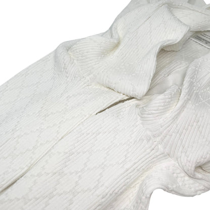 CHANEL Vintage P45654 CC Logo Button Knit Long Cardigan Top #38 White 106957