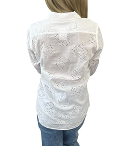 CHANEL Vintage 08P CC Mark Camellia Blouse Shirt #36 Top White Cotton Rank AB