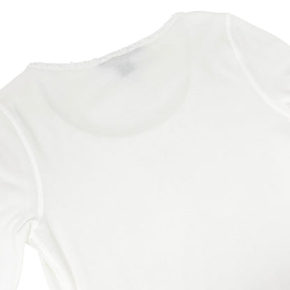 LOUIS VUITTON Vintage Beads Logo Knit Long Sleeve Top T-shirt #XS White 901954