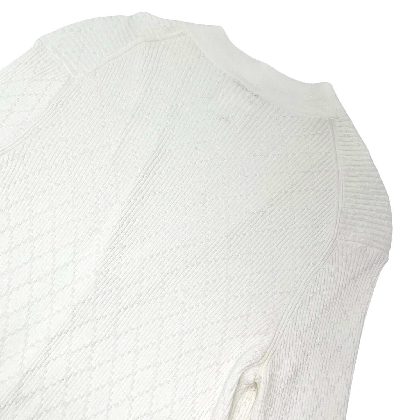 CHANEL Vintage P45654 CC Logo Button Knit Long Cardigan Top #38 White 106957