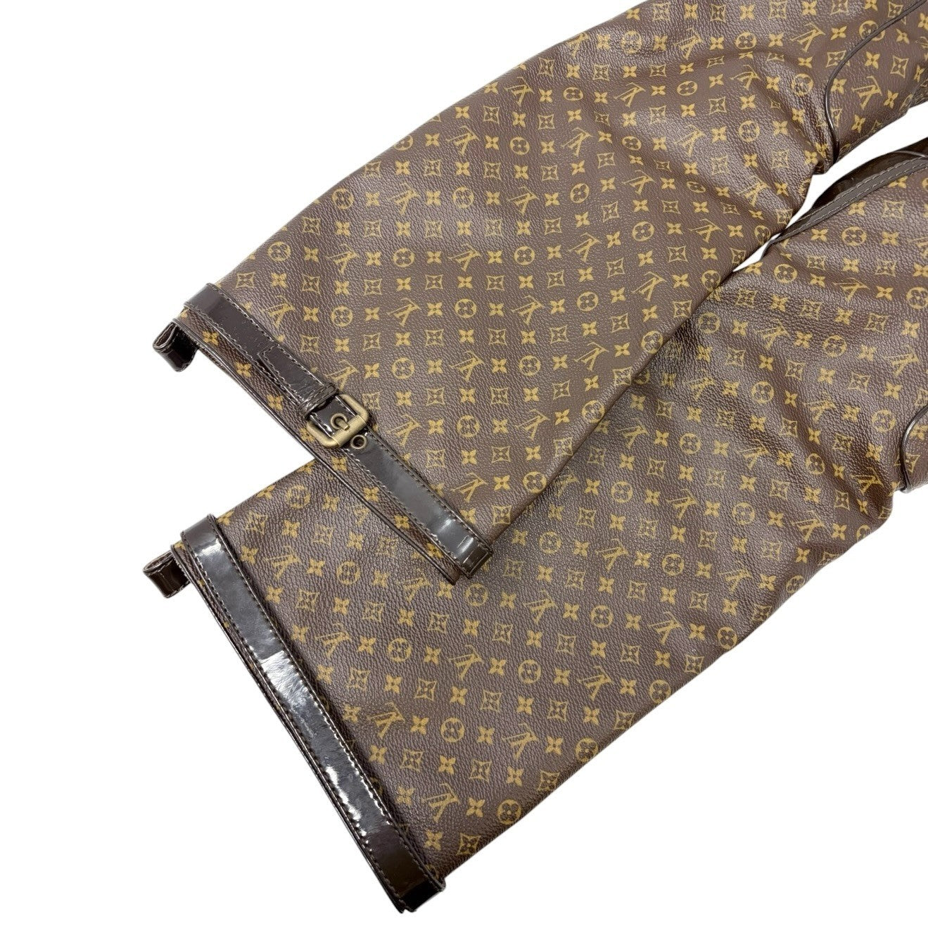 LOUIS VUITTON Vintage LV Monogram Long Boots #36.5 Heels Brown Black 902562