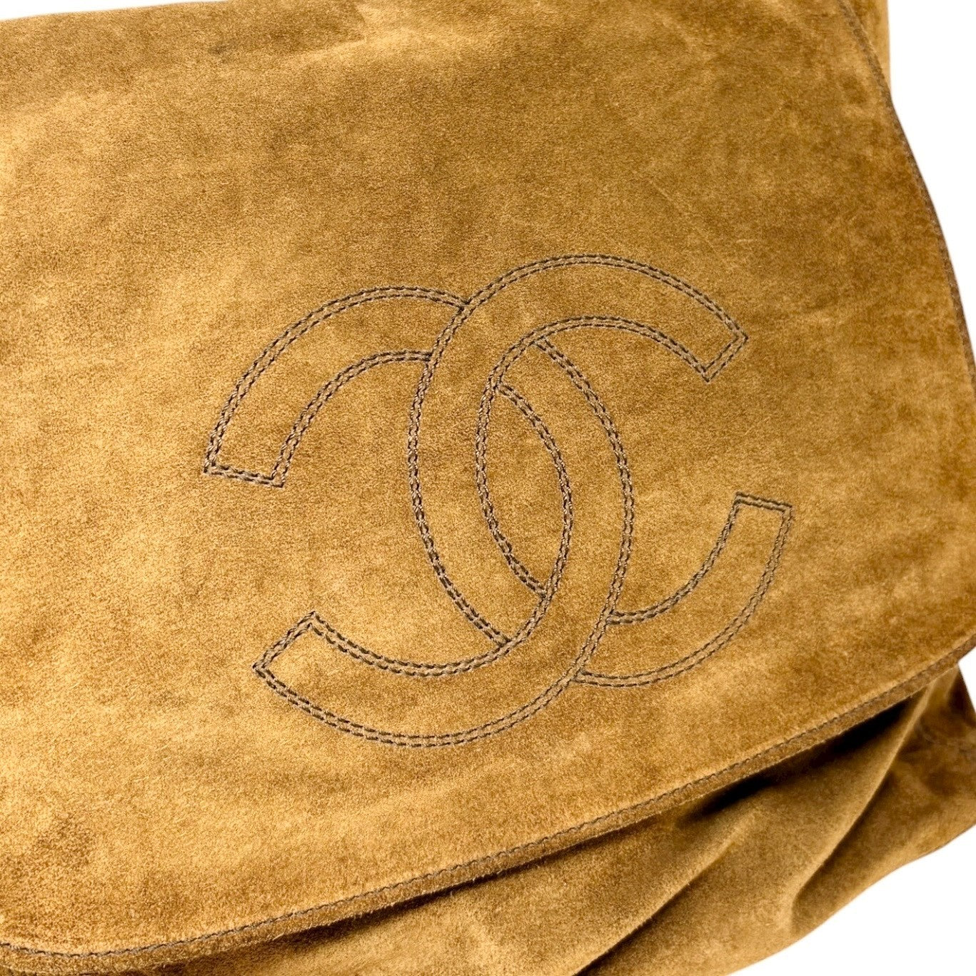 CHANEL Vintage CC Mark Logo Crossbody Shoulder Bag 2way Bag Fringe Brown Suede