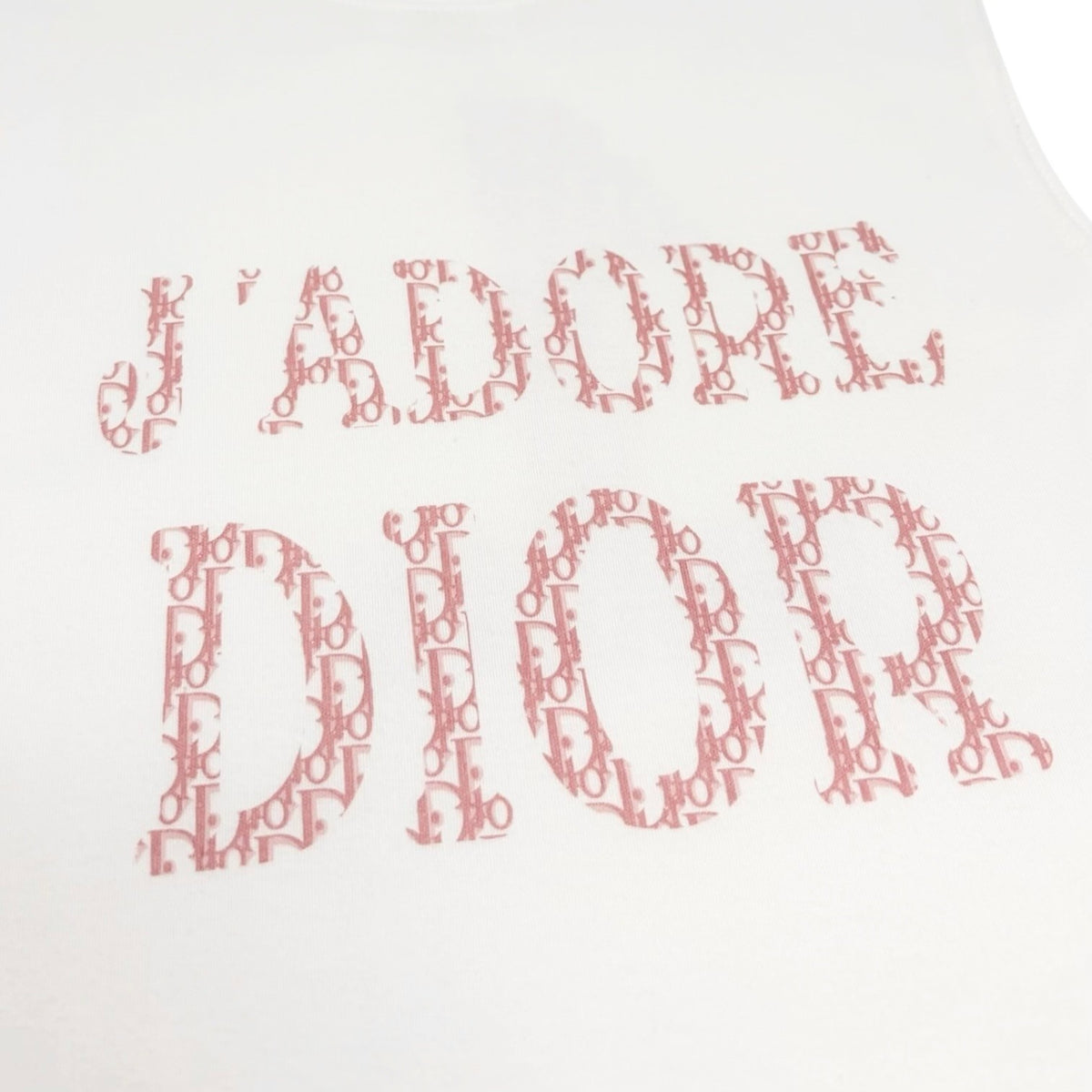 Christian Dior Vintage 2004 J'ADORE Logo Trotter Tank Top #38 White Pink 902365