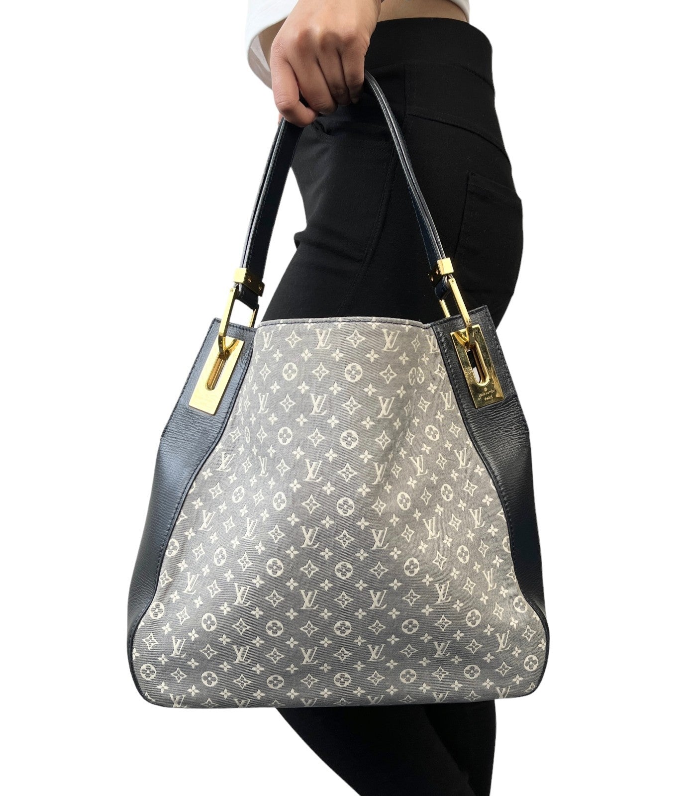 LOUIS VUITTON Vintage Monogram Idylle Rendez-Vous MM Tote Bag Blue Canvas