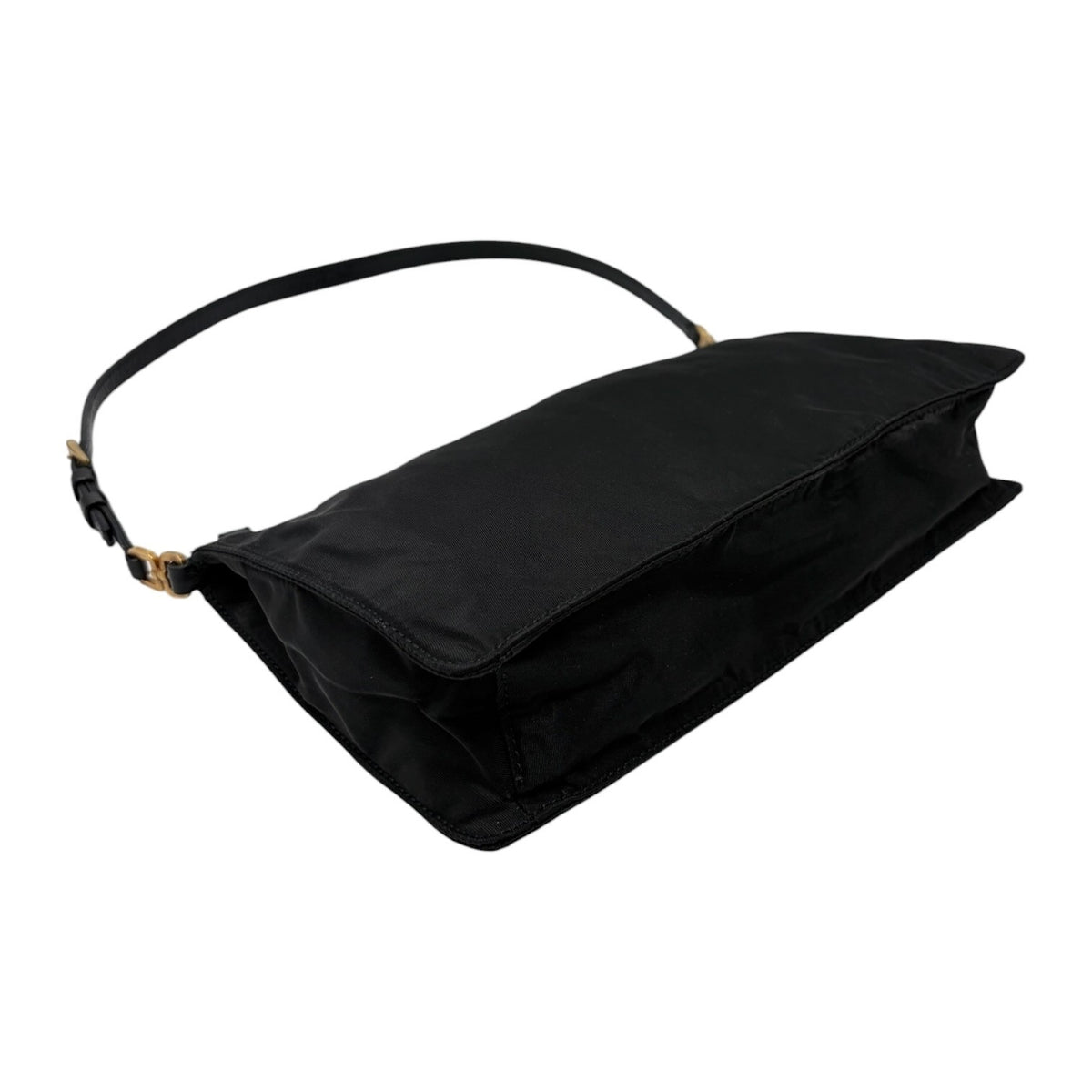 PRADA Vintage Triangle Logo Tessuto Nylon Mini Shoulder Bag Black Good 902380