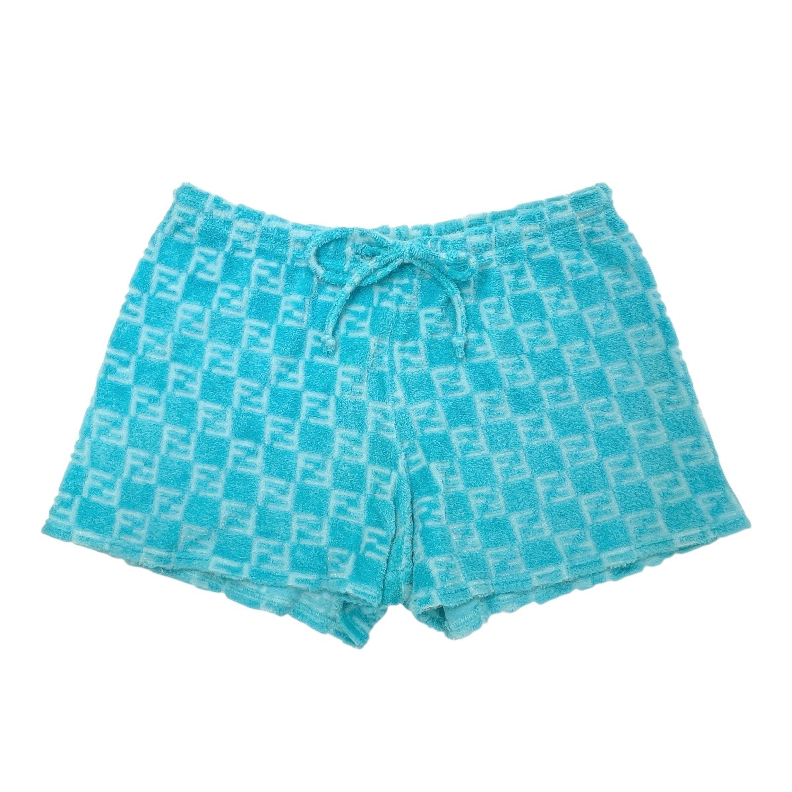 FENDI Vintage Zucchino Monogram Tank Top Short Pants Set #40 #44 Cropped Blue