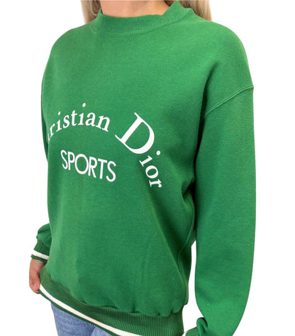 Christian Dior Sports Vintage Logo Sweatshirt Top #S Green White 902839