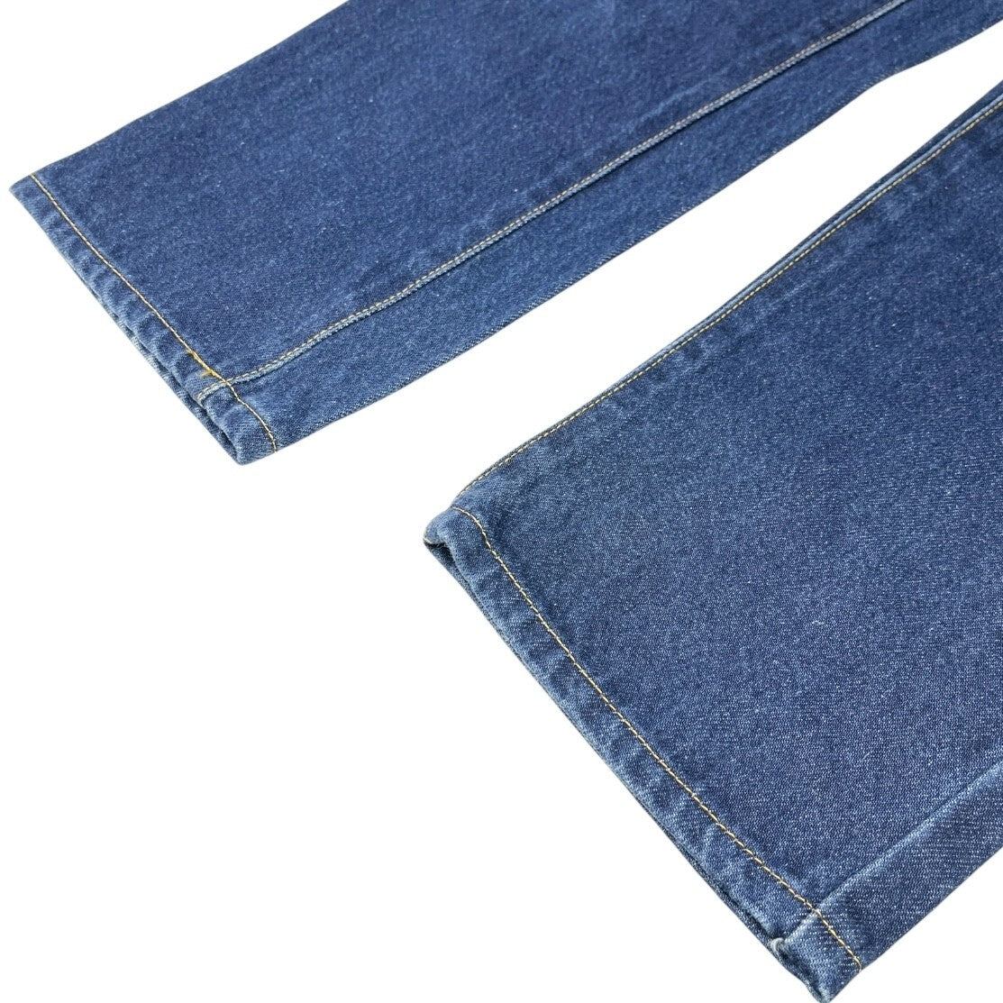 Yves Saint Laurent Vintage YSL Logo Denim Cropped Pants #40 Blue Gold Cotton