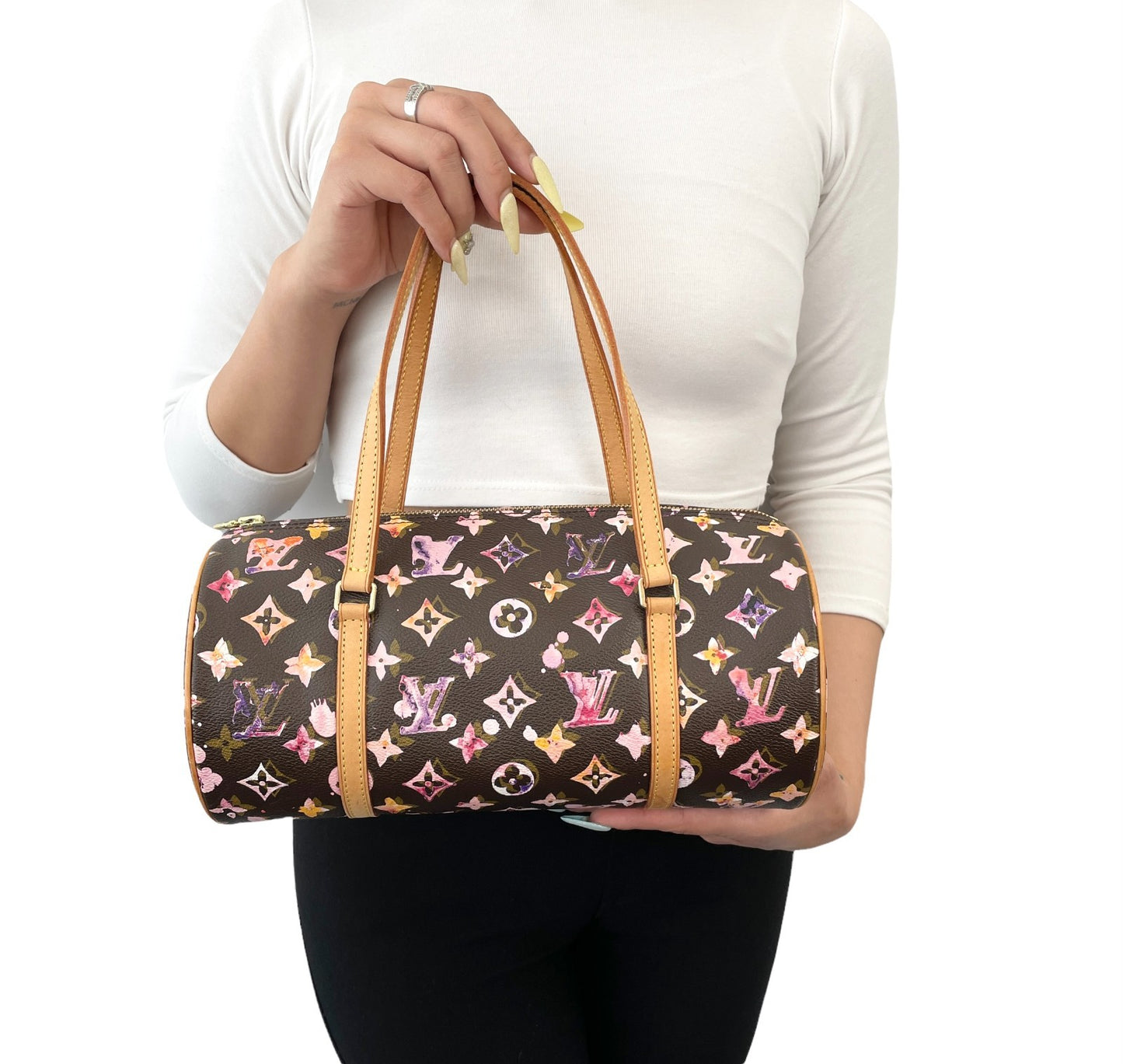 LOUIS VUITTON Vintage M95753 Monogram Watercolor Papillon Shoulder Bag Leather