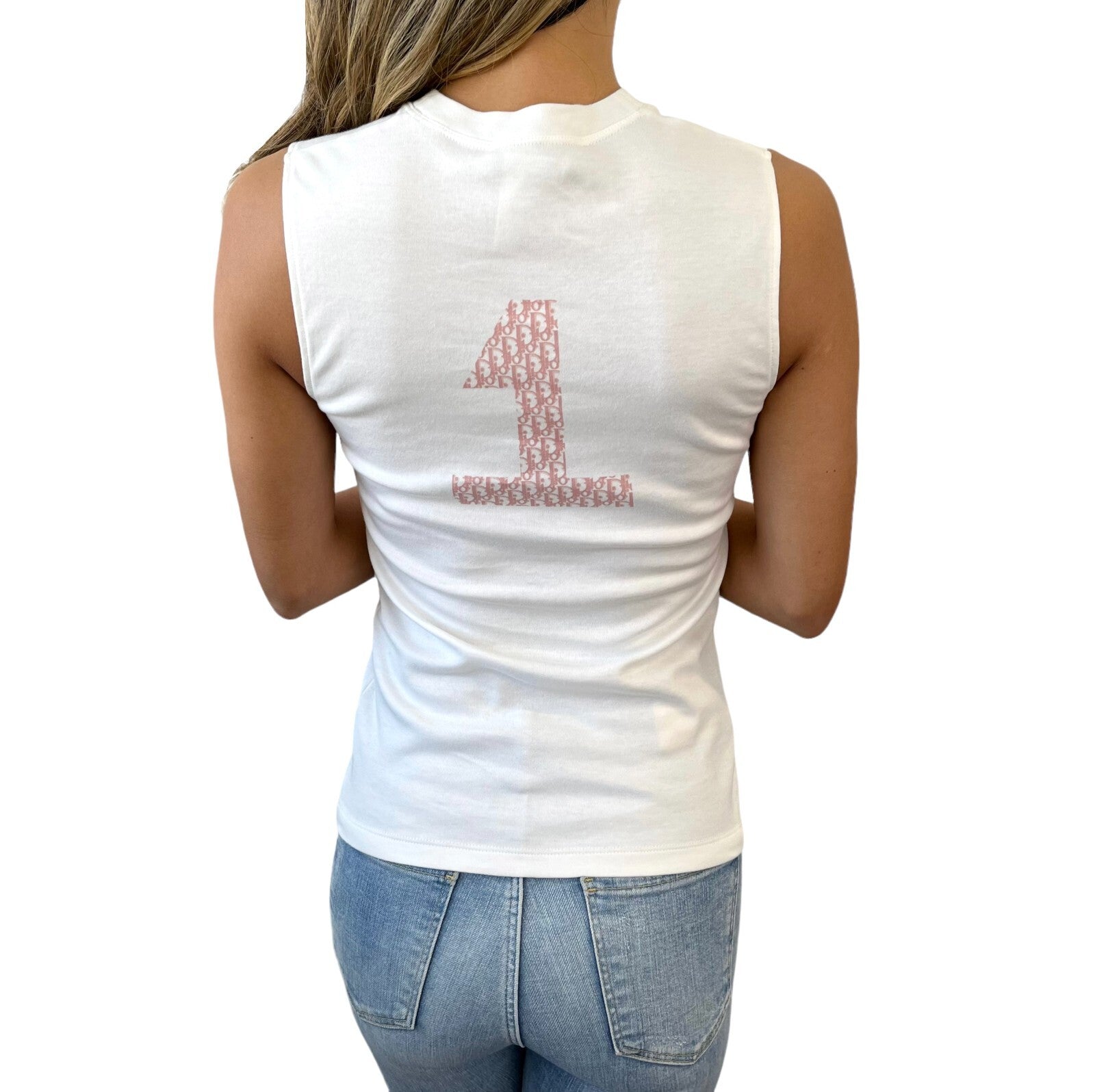 Christian Dior Vintage 2004 Trotter Monogram J'ADORE Logo Tank Top #38 White