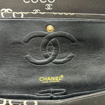 CHANEL Vintage CC Logo Print Turnlock Quilted Chain Shoulder Bag Black 902275