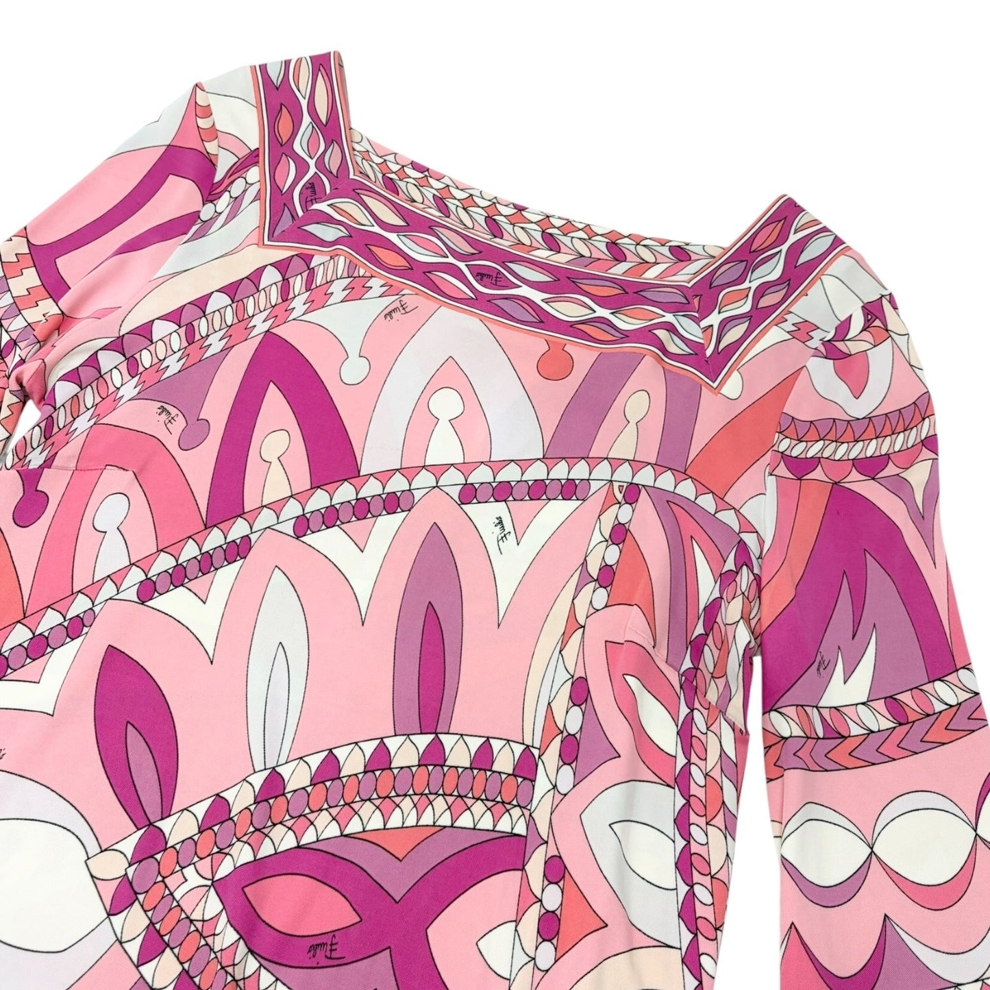 EMILIO PUCCI Vintage Mini Dress One-Piece #38 Pink Multicolor Rayon 901858