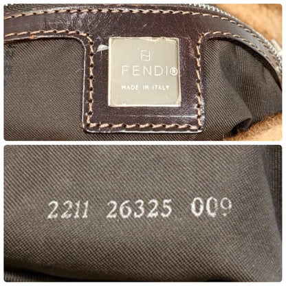 FENDI Vintage FF Logo Mamma Baguette Pony Calf Hair Shoulder Bag Brown 902915