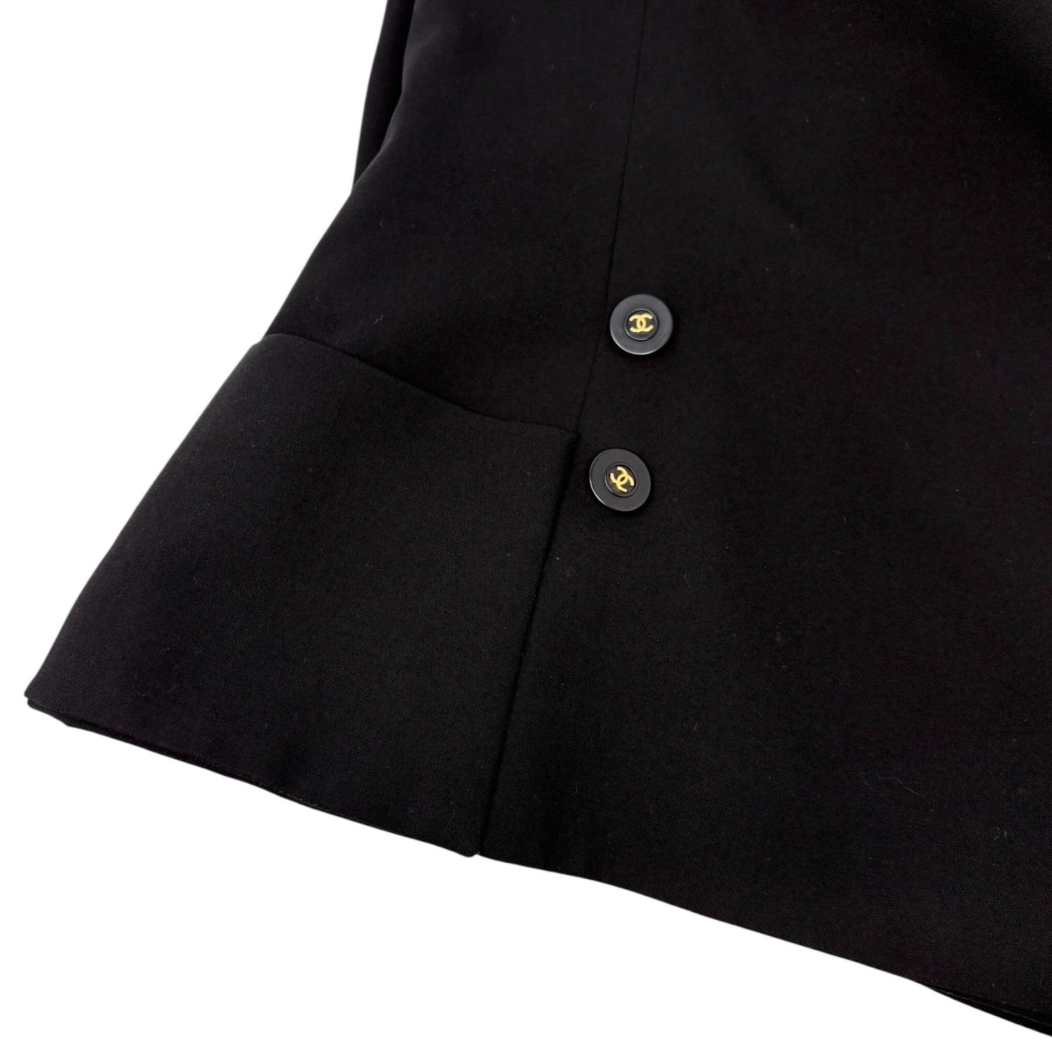 CHANEL Vintage 94P CC Mark Logo Jacket Button Black Gold Long Sleeve Collar