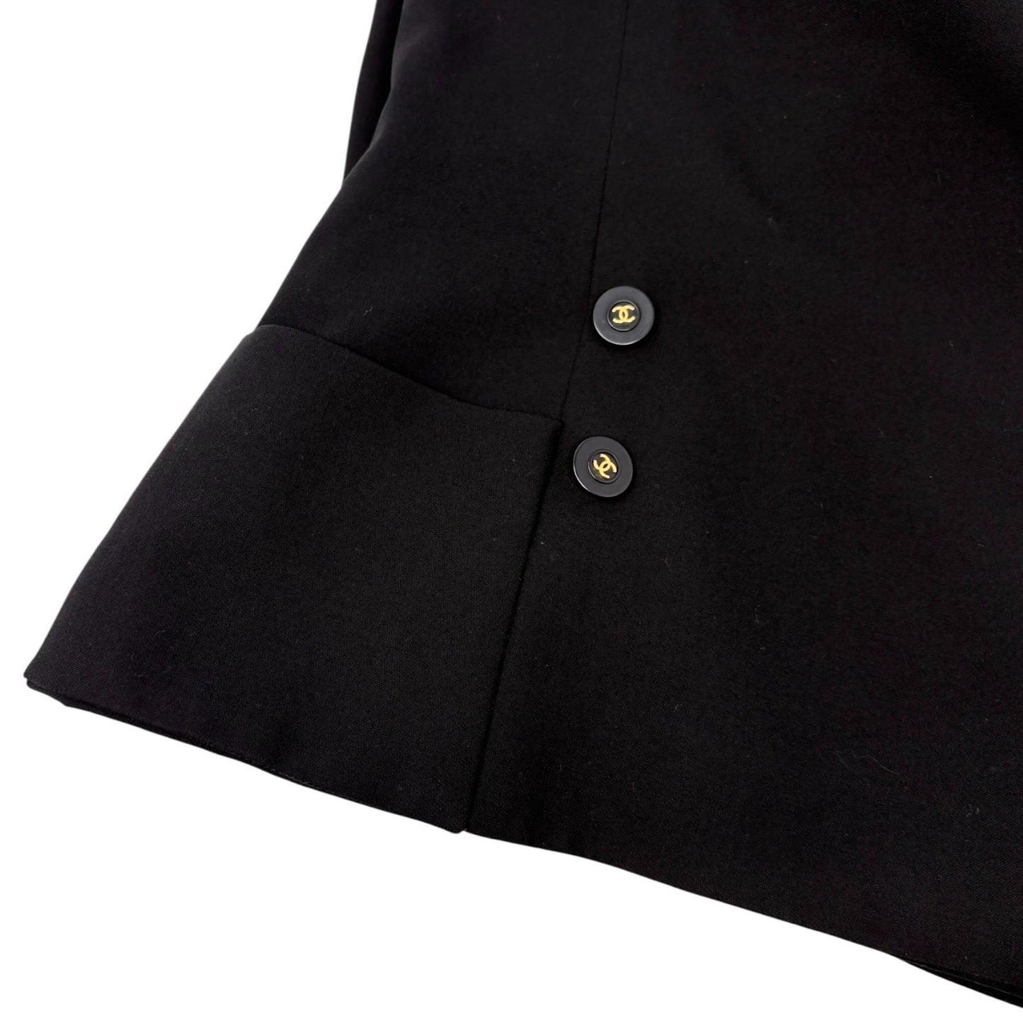 CHANEL Vintage 94P CC Mark Logo Jacket Button Black Gold Long Sleeve Collar