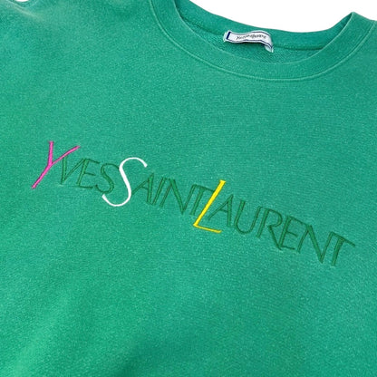 Yves Saint Laurent Vintage Logo Long Sleeve Sweatshirt Top #M  Green 902898