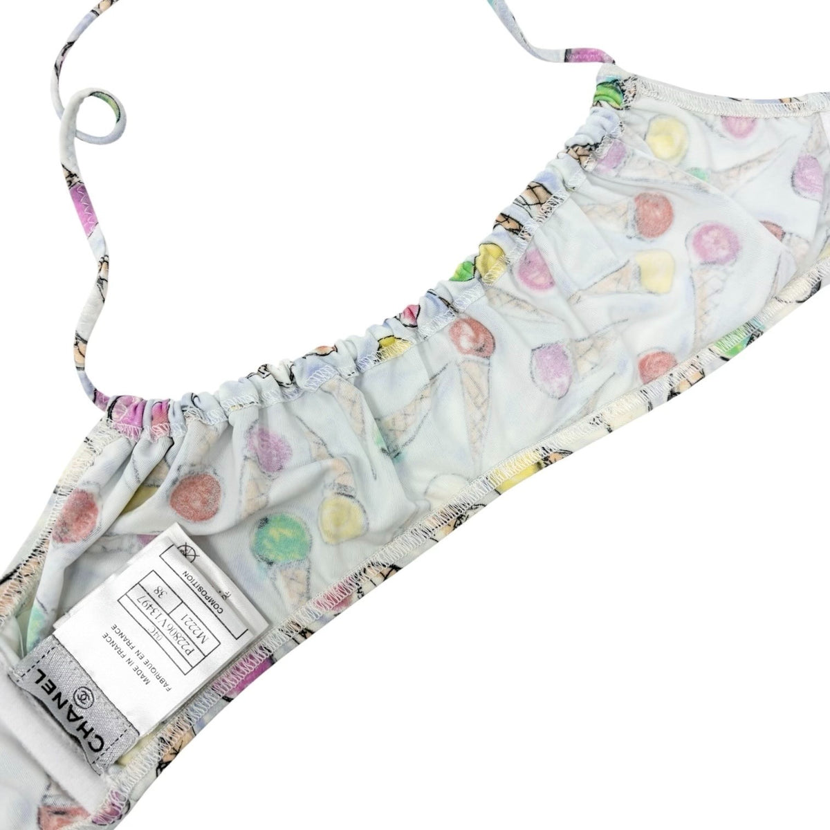 CHANEL Vintage 04C CC Logo Ice Cream Print Bikini #38 Multicolor Nylon 901860