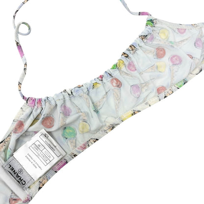 CHANEL Vintage 04C CC Logo Ice Cream Print Bikini #38 Multicolor Nylon 901860