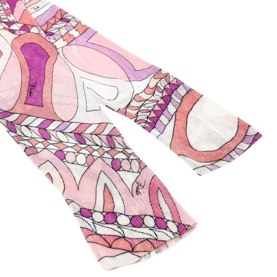 EMILIO PUCCI Vintage Logo Knit Cardigan Top #34 Multicolor Pink Rayon Button