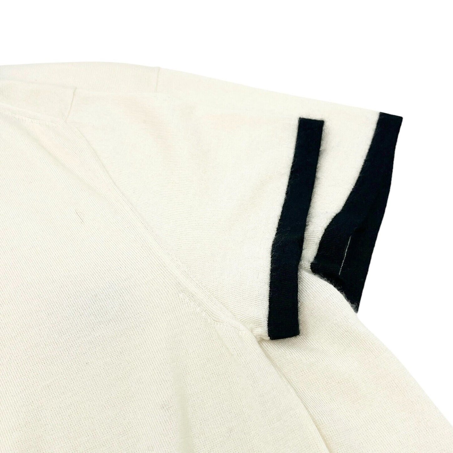CHANEL Vintage 06C CC Mark Logo Knit Top #42 Pocket Pullover Cream Cashmere