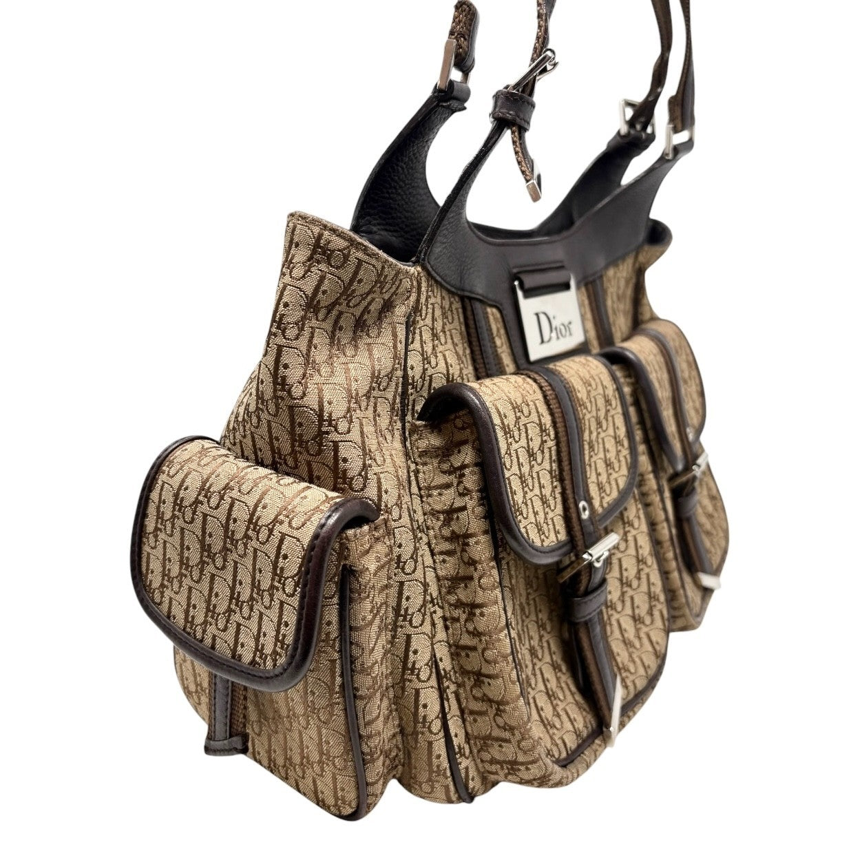Christian Dior Vintage 2005 Trotter Monogram Street Chic Bag Beige 901899