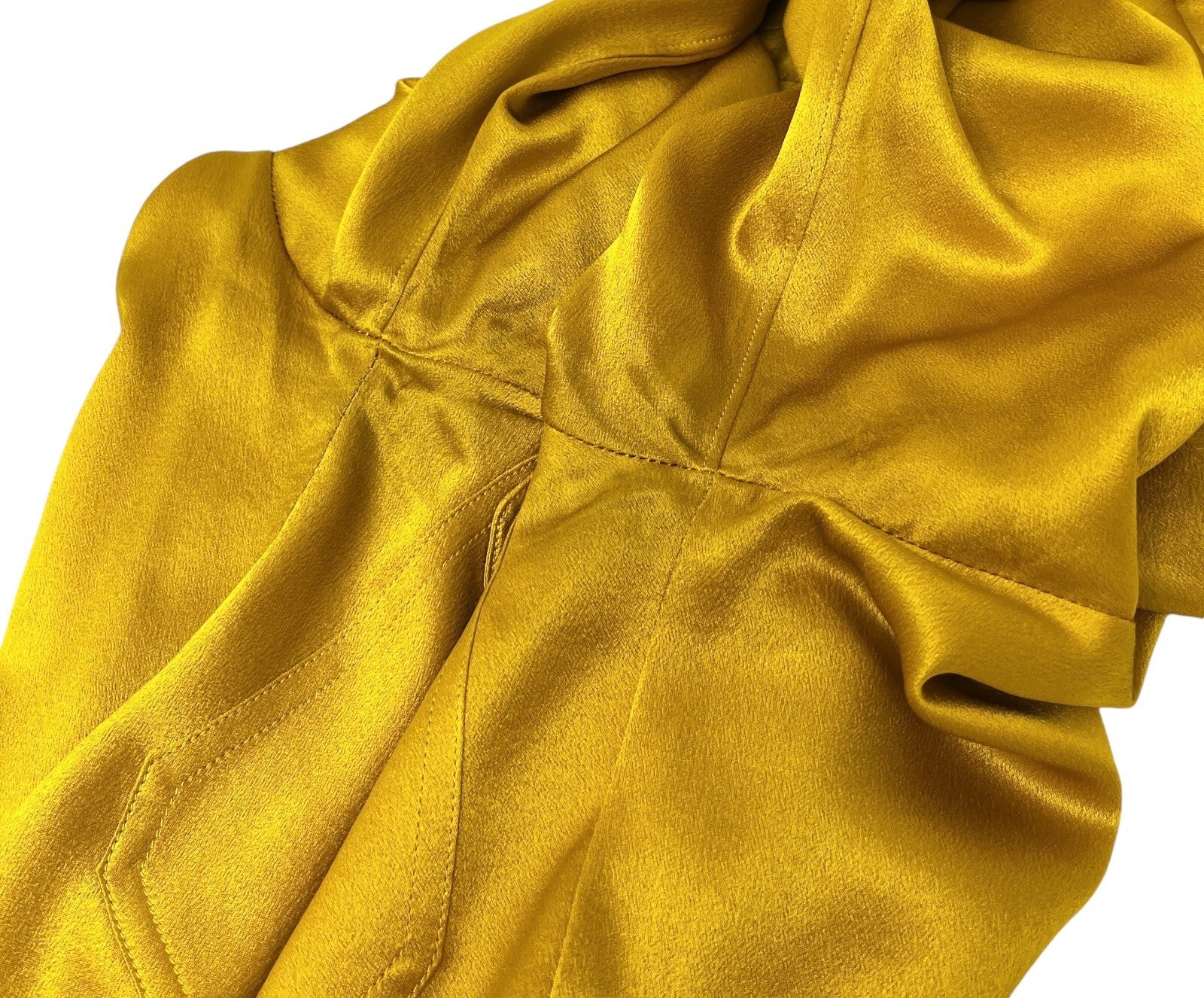 CHANEL Vintage CC Logo Shirt Top Button Up Pocket Yellow Gold Silk Rank AB