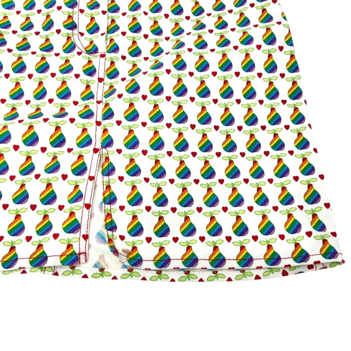 Christian Dior Vintage 2002 Logo Short Skirt #36 Cotton White Multicolor Pear