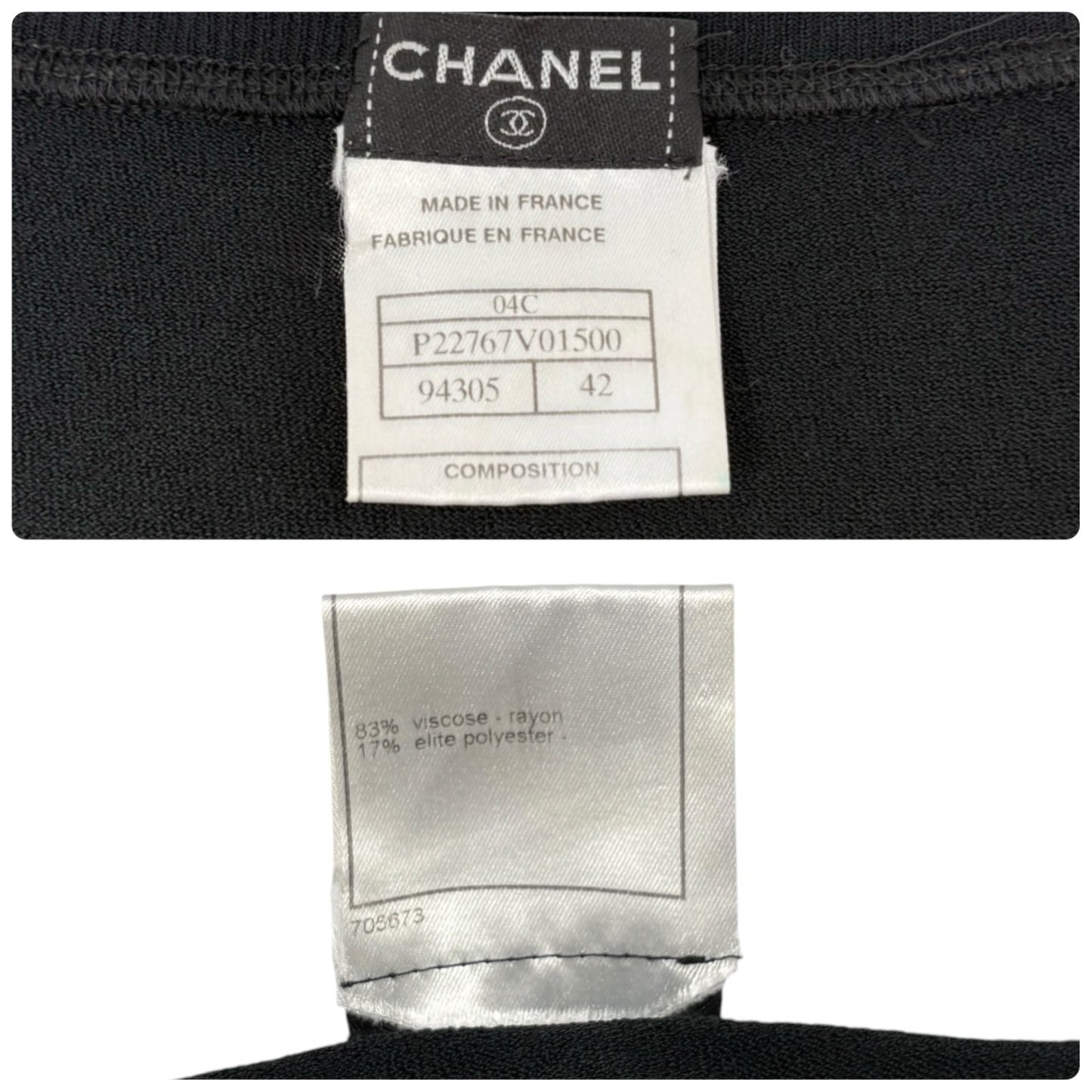 CHANEL Vintage 04C CC Logo Embroidered Knit Tank Top #42 Black 901993