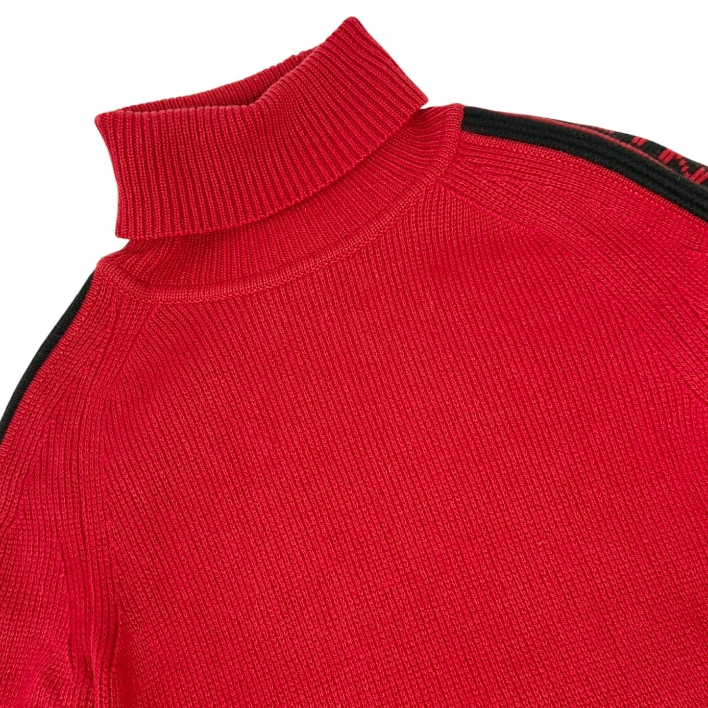 CELINE Vintage Logo Turtleneck Cashmere Knit Sweater Top #S Red 902216