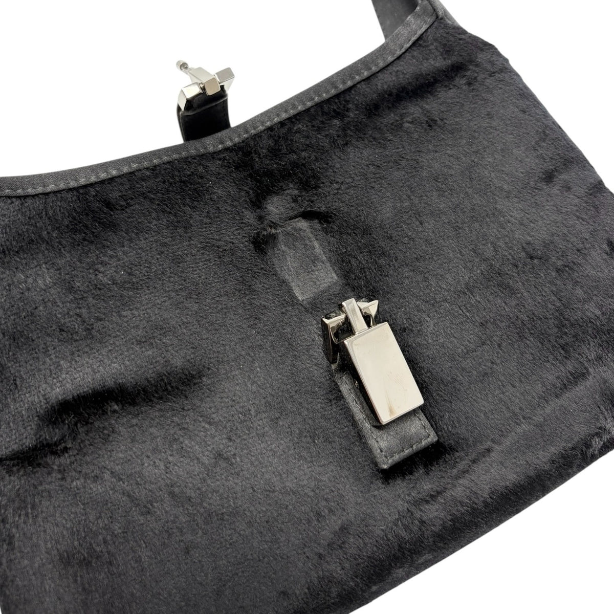 GUCCI Vintage Logo Jackie Mini Velour Shoulder Bag Handbag Black 901853